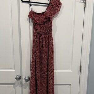 Burgundy One Shoulder Dress